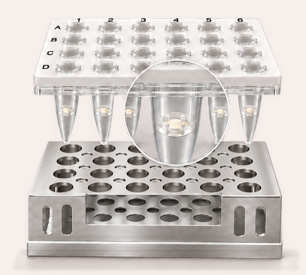 Illustration of the matched metal rack and filter plate
