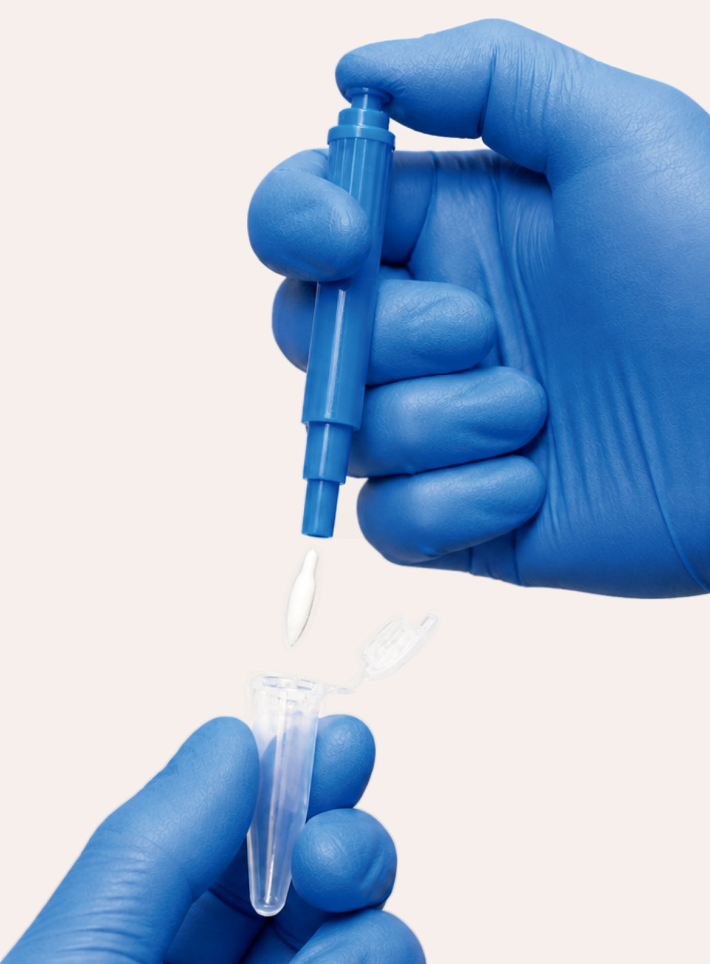 Blue push-release swab: release the sampling head into the tube