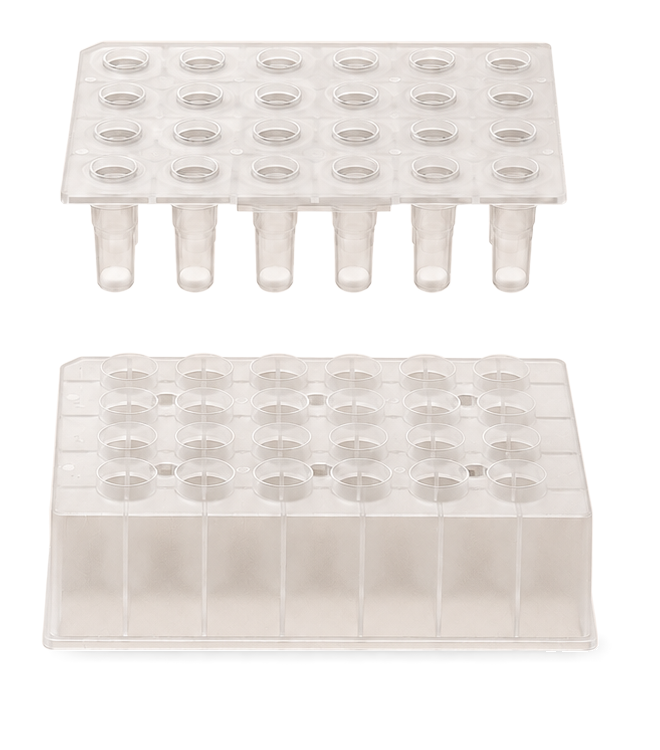 Instrument-compatible plate and lower component, separated