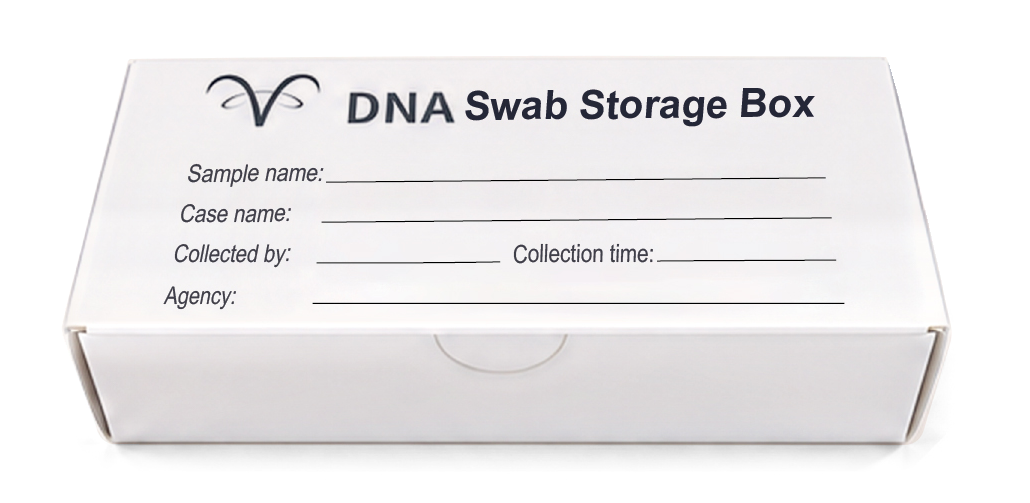Closed swab storage box; swabs not included